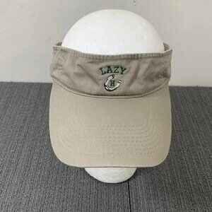 Lazy Horseshoe Visor Unisex Adjustable Beige Green Strapback Cap Port & Company
